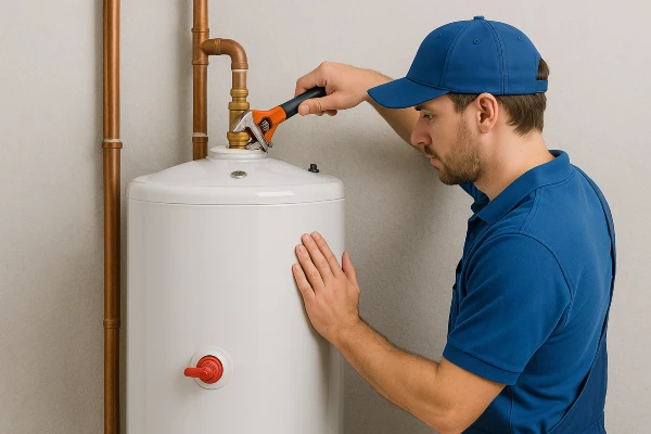 a male plumber installing a garbage disposal from Dallas TX Plumbing in Dallas, TX - Residential plumbing services